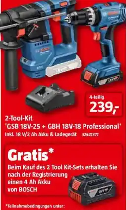 Bauhaus BOSCH 2-Tool-Kit 'GSB 18V-25 + GBH 18V-18 Professional' Angebot