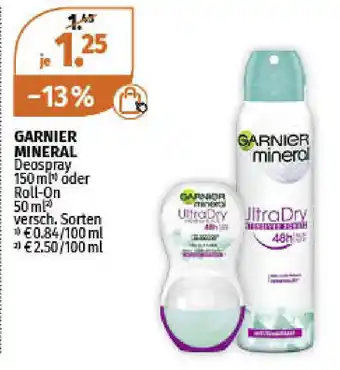 Müller Garnier Mineral Deospray 150ml oder Roll on 50ml Angebot