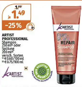 Müller Artist Professional Shampoo 250ml oder Spülung 200ml Angebot