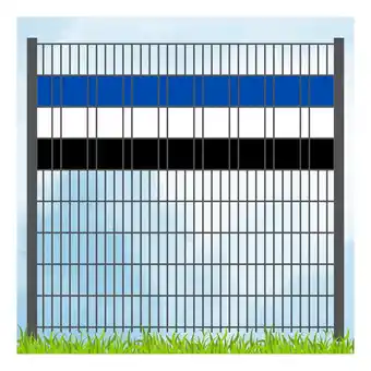 Netto Marken-Discount zaun zu Sichtschutz Vereinsfarben Blau/Weiß/Schwarz Volle Streifenbreite GELOCHT Angebot