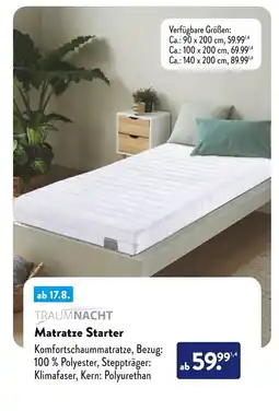 Aldi Süd Traumnacht matratze starter Angebot