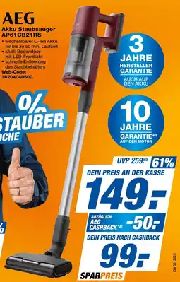 Expert Aeg akku staubsauger ap61cb21rs Angebot