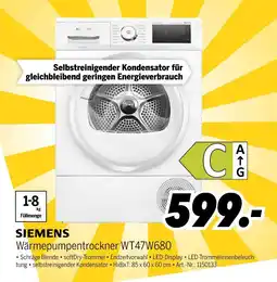 MEDIMAX Siemens wärmepumpentrockner wt47w680 Angebot