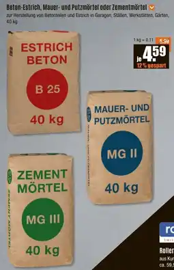 V Baumarkt Beton-Estrich, Mauer- und Putzmörtel oder Zementmörtel Angebot