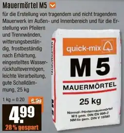 V Baumarkt quick-mix Mauermörtel M5 Angebot