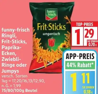 Edeka funny-frisch Ringli, Frit-Sticks, Paprika-Ecken, Zwiebli-Ringe oder Jumpys Angebot