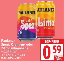 Edeka Paulaner Spezi, Orangen- oder Zitronenlimonade Angebot