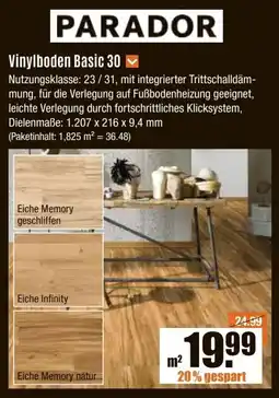 V Baumarkt PARADOR Vinylboden Basic 30 Angebot