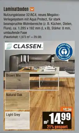 V Baumarkt Laminatboden CLASSEN Angebot