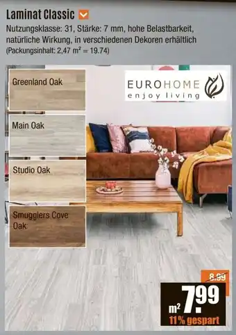 V Baumarkt Laminat Classic EUROHOME Angebot