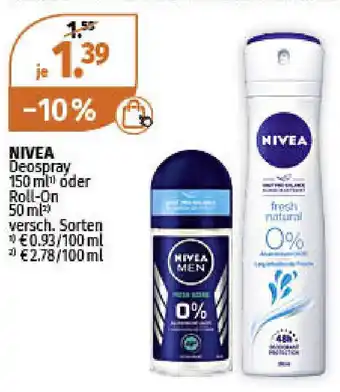 Müller Nivea Deo Spray 150ml oder Roll On 50ml Angebot