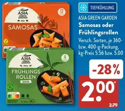 Aldi Süd ASIA GREEN GARDEN Samosas oder Frühlingsrollen Angebot
