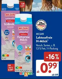 Aldi Süd MILSANI Laktosefreie H-Milch Angebot