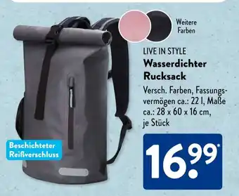 Aldi Süd LIVE IN STYLE Wasserdichter Rucksack Angebot