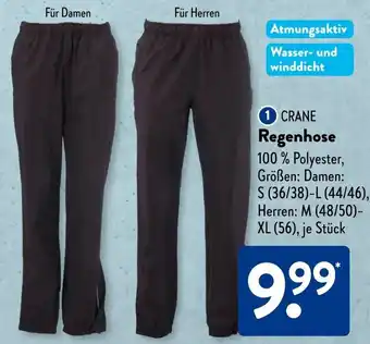 Aldi Süd CRANE Regenhose Angebot