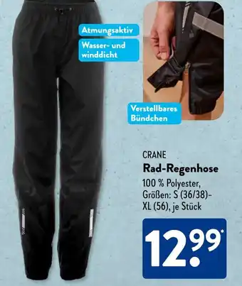 Aldi Süd CRANE Rad-Regenhose Angebot