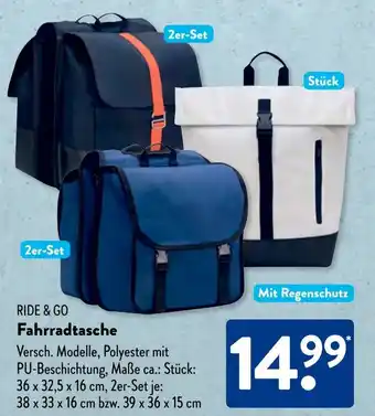 Aldi Süd RIDE & GO Fahrradtasche Angebot