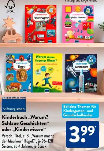 Aldi Süd Kinderbuch „Warum? Schlaue Geschichten" oder „Kinderwissen Angebot