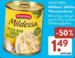 Aldi Süd HENGSTENBERG Mildessa Mildes Weinsauerkraut Angebot