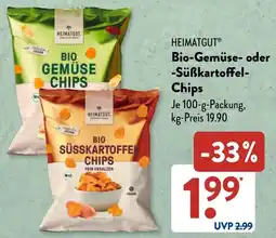 Aldi Süd HEIMATGUT Bio-Gemüse- oder -Süßkartoffel- Chips Angebot