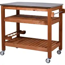 Netto Marken-Discount dobar Beistellwagen aus Holz mit Edelstahlplatte Angebot