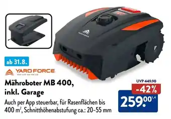 Aldi Süd YARD FORCE Mähroboter MB 400, inkl. Garage Angebot