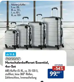 Aldi Süd monzana Hartschalenkofferset Essential, 4er-Set Angebot