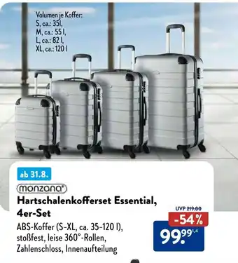 Aldi Süd monzana Hartschalenkofferset Essential, 4er-Set Angebot