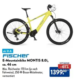 Aldi Süd FISCHEr E-Mountainbike MONTIS 8.0i, ca. 46 cm Angebot