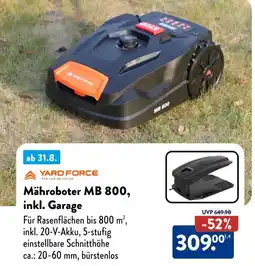 Aldi Süd YARD FORCE Mähroboter MB 800, inkl. Garage Angebot