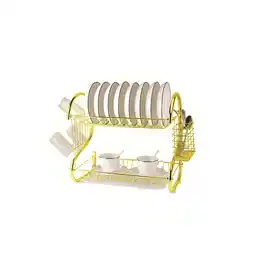 Netto Marken-Discount 2-stufiger Abtropfständer in Gold mit Besteckkorb & Abtropfschale Angebot