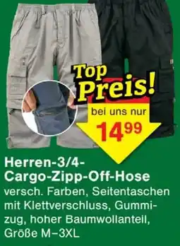 Wiglo Wunderland Herren-3/4- Cargo-Zipp-Off-Hose Angebot