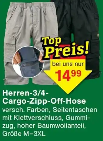 Wiglo Wunderland Herren-3/4- Cargo-Zipp-Off-Hose Angebot