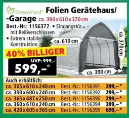 Norma GreenYard Folien Gerätehaus/-Garage ca. 390 x 610 x 370 cm Angebot