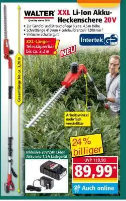 Norma WALTER XXL Li-Ion Akku-Heckenschere 20V Angebot