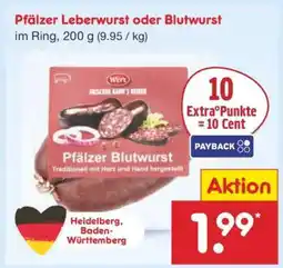 Netto Marken-Discount Pfälzer Leberwurst oder Blutwurst Angebot