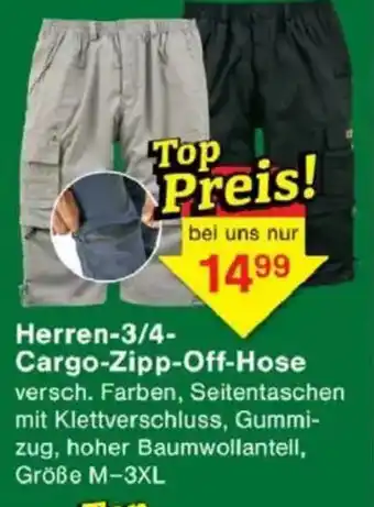 Jawoll Herren-3/4- Cargo-Zipp-Off-Hose Angebot