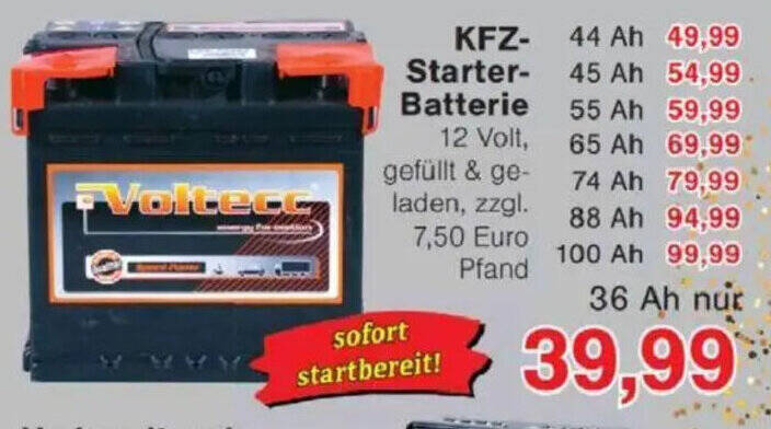 KFZ- Starter- Batterie Ah Angebot bei Jawoll