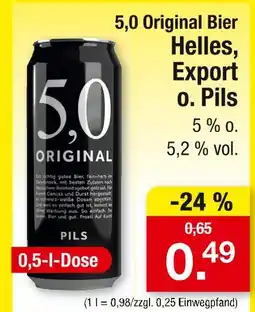 Zimmermann 5,0 original bier helles, export o. pils Angebot
