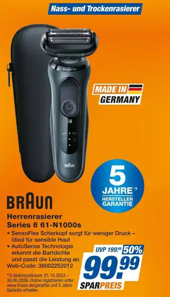 Expert Braun herrenrasierer series 6 61-n1000s Angebot