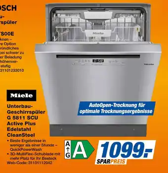Expert Miele unterbau-geschirrspüler g 5811 scu active plus edelstahl cleansteel Angebot