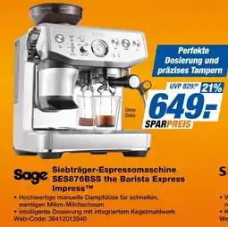 Expert Sage siebträger-espressomaschine ses876bss the barista express impress Angebot