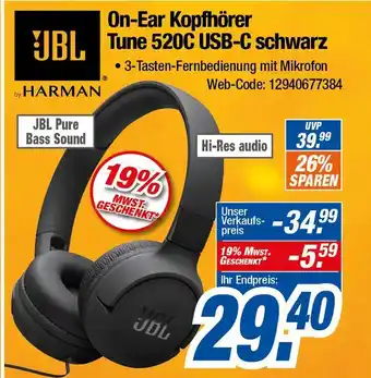 Expert Jbl on-ear kopfhörer tune 520c usb-c schwarz Angebot
