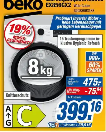 Expert Beko wärmepumpentrockner ex856gx2 Angebot