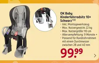 Rossmann Ok baby kinderfahrradsitz 10+ schwarz Angebot