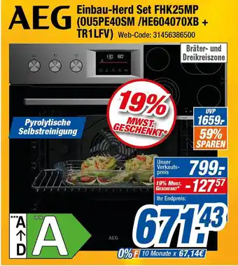 Expert Aeg einbau-herd set fhk25mp (ou5pe40sm / he604070xb + tr1lfv) Angebot