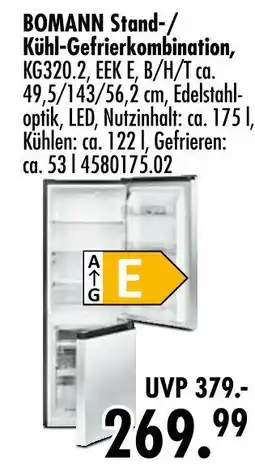 Möbel Boss Bomann stand-/kühl-gefrierkombination Angebot