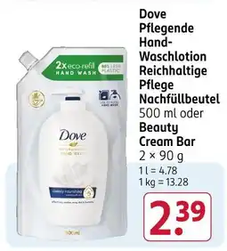 Rossmann Dove pflegende hand-waschlotion reichhaltige pflege nachfüllbeutel Angebot