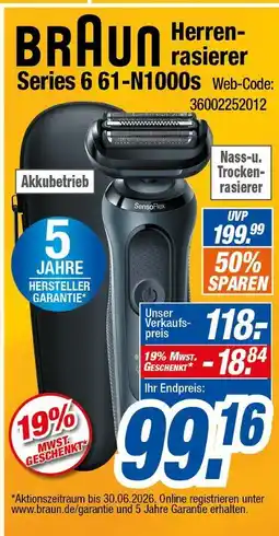 Expert Braun herrenrasierer series 6 61-n1000s Angebot