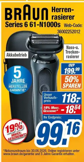 Expert Braun herrenrasierer series 6 61-n1000s Angebot